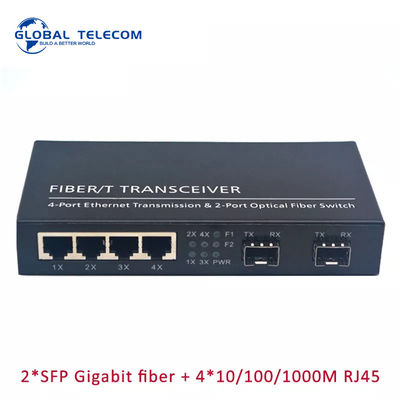 Conversor dos meios da fibra de 4RJ45 2SFP, interruptor da fibra de 2G4FE Gigabit Ethernet